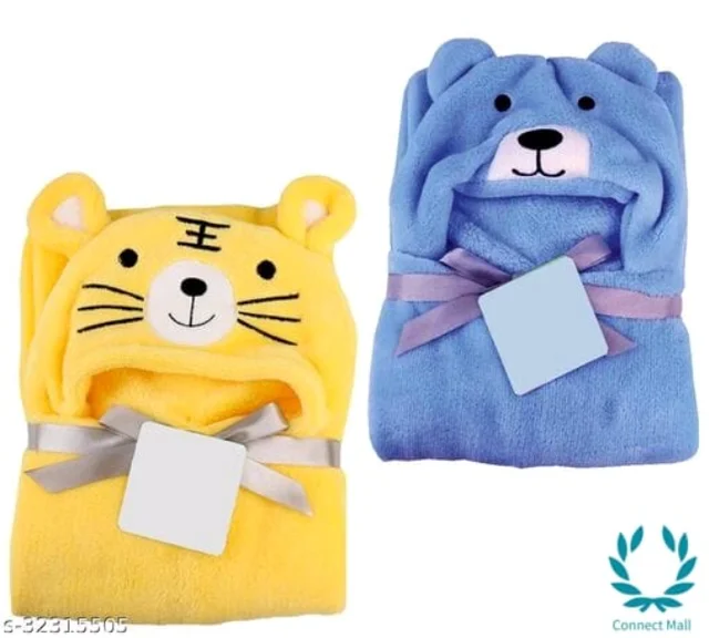 Premium Hooded Microfiber Baby Wrapper for all season Towel IN PINK And BLUE - 0-6 Months New Born Baby